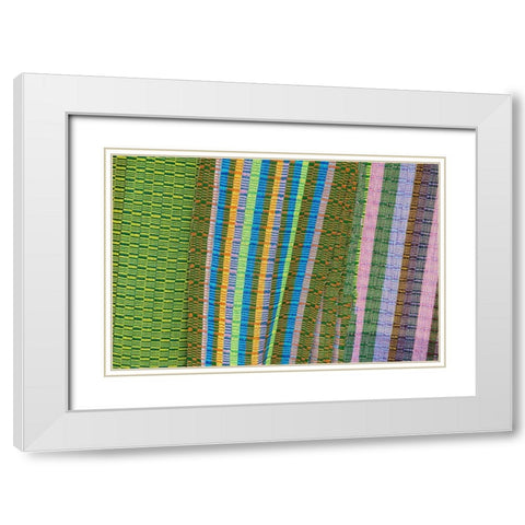 Bhutan-Thimphu Traditional Bhutanese hand woven textiles White Modern Wood Framed Art Print with Double Matting by Hopkins, Cindy Miller