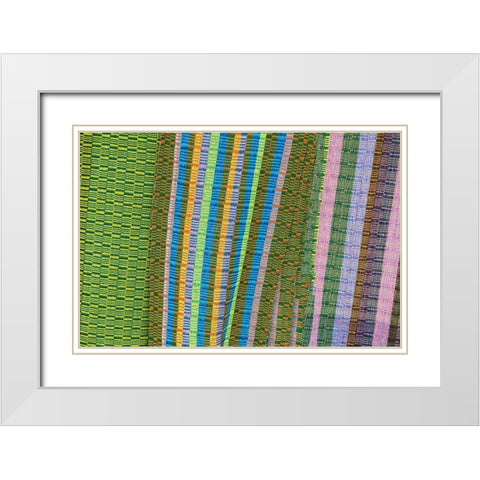 Bhutan-Thimphu Traditional Bhutanese hand woven textiles White Modern Wood Framed Art Print with Double Matting by Hopkins, Cindy Miller