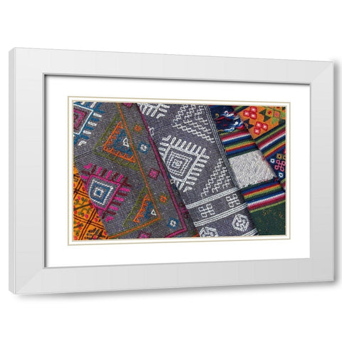 Bhutan-Thimphu Traditional Bhutanese hand woven textiles-wool White Modern Wood Framed Art Print with Double Matting by Hopkins, Cindy Miller