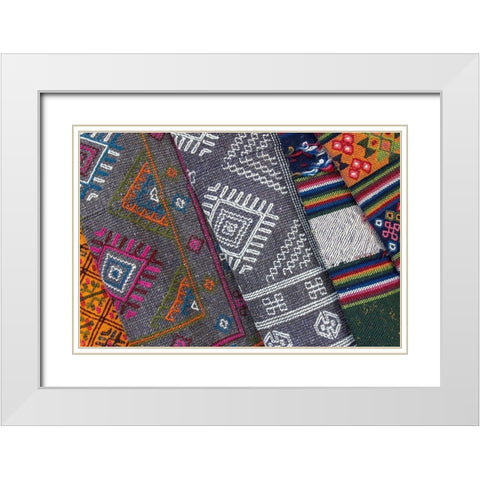 Bhutan-Thimphu Traditional Bhutanese hand woven textiles-wool White Modern Wood Framed Art Print with Double Matting by Hopkins, Cindy Miller