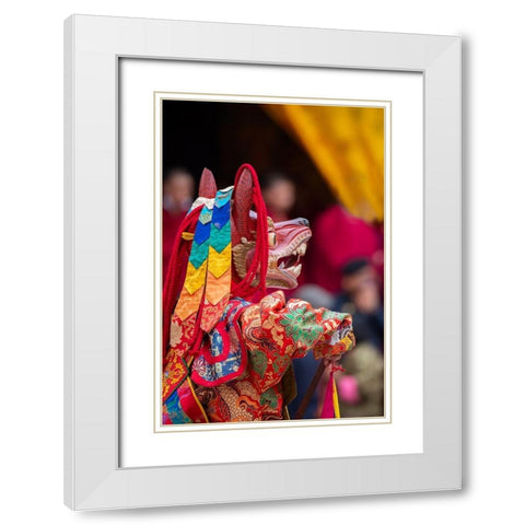 Bhutan-Punakha Dzong Punakha Drubchen Festival-masked dancers White Modern Wood Framed Art Print with Double Matting by Hopkins, Cindy Miller