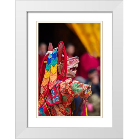 Bhutan-Punakha Dzong Punakha Drubchen Festival-masked dancers White Modern Wood Framed Art Print with Double Matting by Hopkins, Cindy Miller