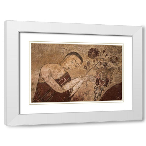 Myanmar, Bagan Artwork in a Buddhist temple White Modern Wood Framed Art Print with Double Matting by Zuckerman, Jim