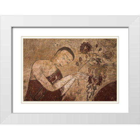 Myanmar, Bagan Artwork in a Buddhist temple White Modern Wood Framed Art Print with Double Matting by Zuckerman, Jim