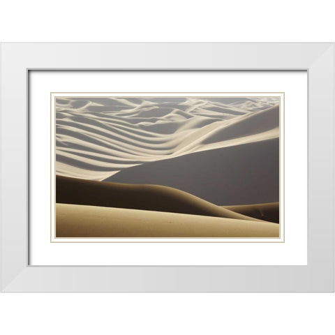 China, Badain Jaran Abstract of desert shapes White Modern Wood Framed Art Print with Double Matting by Anon, Ellen