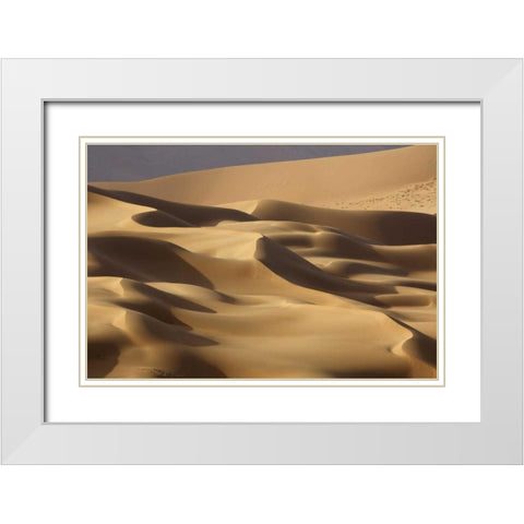 China, Badain Jaran Abstract of desert shapes White Modern Wood Framed Art Print with Double Matting by Anon, Ellen