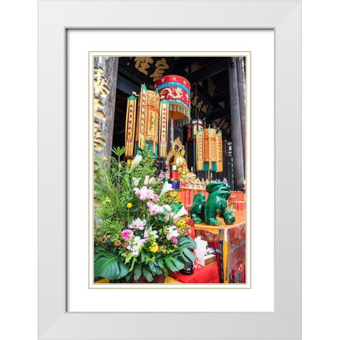 Asia-China-Sichuan Province-Cheng Du-Temple White Modern Wood Framed Art Print with Double Matting by Looney, Hollice