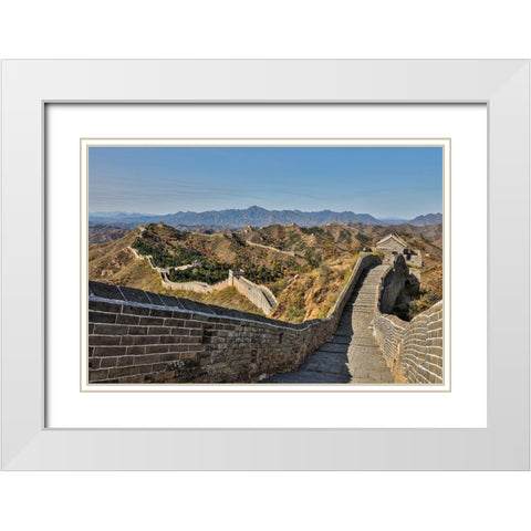 Asia-China-Jinshanling-The Great Wall White Modern Wood Framed Art Print with Double Matting by Looney, Hollice