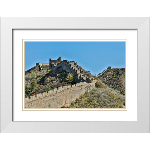 Asia-China-Jinshanling-The Great Wall White Modern Wood Framed Art Print with Double Matting by Looney, Hollice