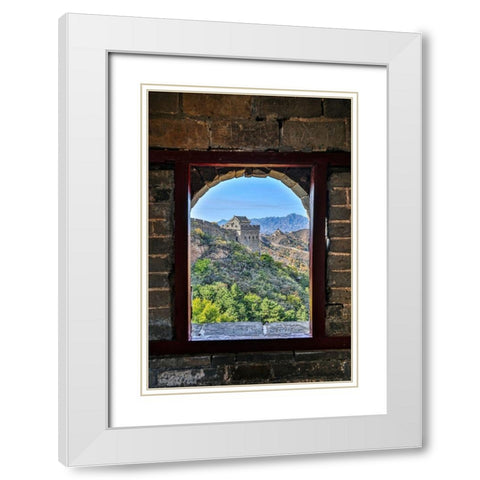 Asia-China-Jinshanling-The Great Wall White Modern Wood Framed Art Print with Double Matting by Looney, Hollice