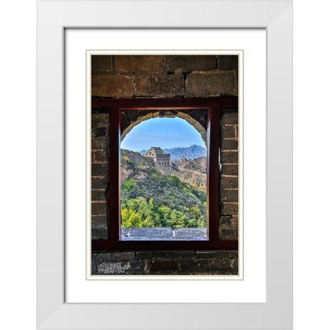 Asia-China-Jinshanling-The Great Wall White Modern Wood Framed Art Print with Double Matting by Looney, Hollice