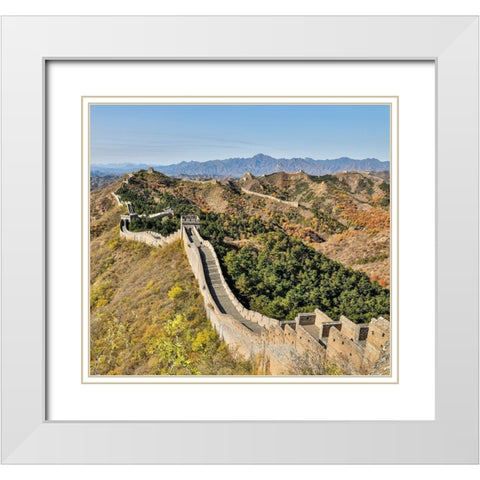 Asia-China-Jinshanling-The Great Wall White Modern Wood Framed Art Print with Double Matting by Looney, Hollice