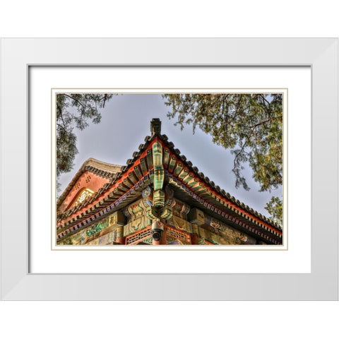 Asia-China-Beijing-Decorative Roof Detail of the Summer Palace of Empress Cixi White Modern Wood Framed Art Print with Double Matting by Looney, Hollice