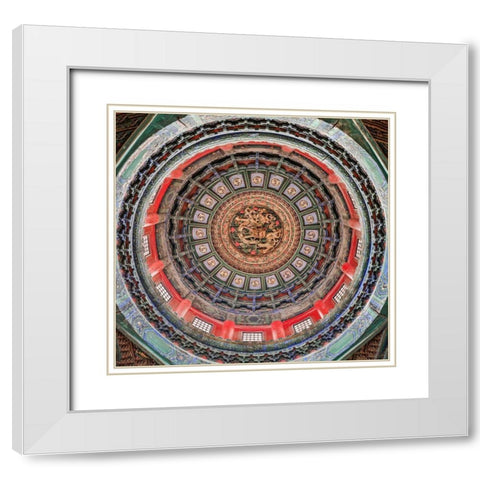 Asia-China-Beijing-Ceiling Detail of the Forbidden City White Modern Wood Framed Art Print with Double Matting by Looney, Hollice
