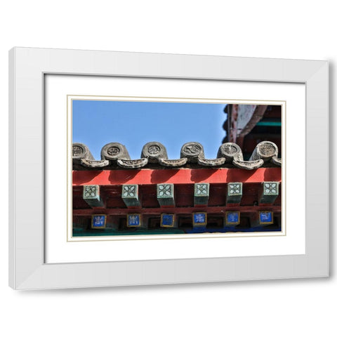 Asia-China-Beijing-Roof Detail of the Summer Palace of Empress Cixi White Modern Wood Framed Art Print with Double Matting by Looney, Hollice