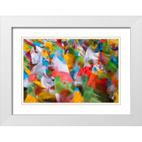Prayer flags in Simila Mountain-Gyantse County-Tibet-China White Modern Wood Framed Art Print with Double Matting by Su, Keren
