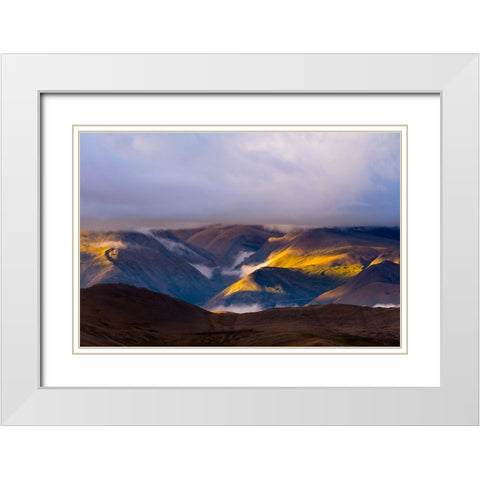 Landscape of the Himalayas at dawn-Mt-Everest National Reserve-Shigatse Prefecture-Tibet-China White Modern Wood Framed Art Print with Double Matting by Su, Keren