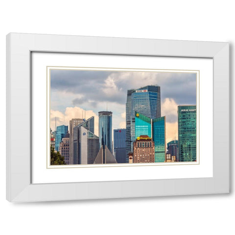 High rises in Pudong-Shanghai-China White Modern Wood Framed Art Print with Double Matting by Su, Keren