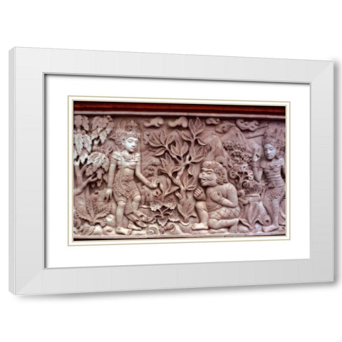 Indonesia, Bali Temple stone carvings White Modern Wood Framed Art Print with Double Matting by Satushek, Steve