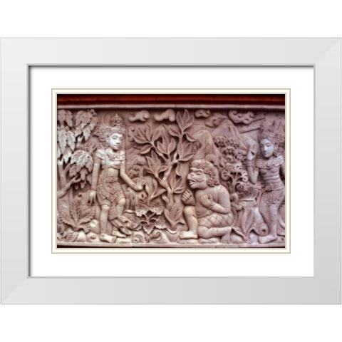 Indonesia, Bali Temple stone carvings White Modern Wood Framed Art Print with Double Matting by Satushek, Steve