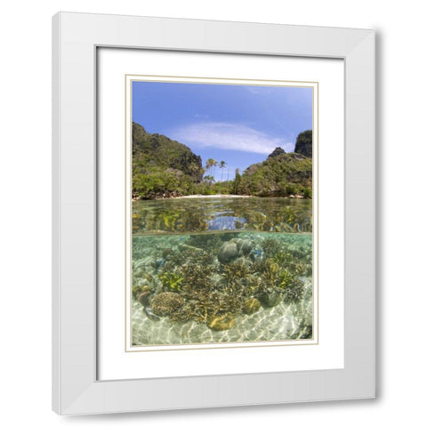 Indonesia, Misool Island Split view of an island White Modern Wood Framed Art Print with Double Matting by Shimlock, Jones