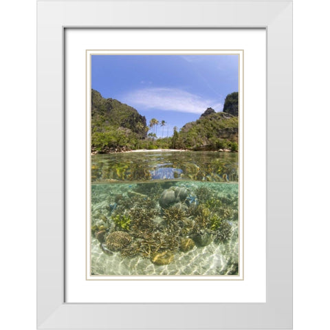 Indonesia, Misool Island Split view of an island White Modern Wood Framed Art Print with Double Matting by Shimlock, Jones
