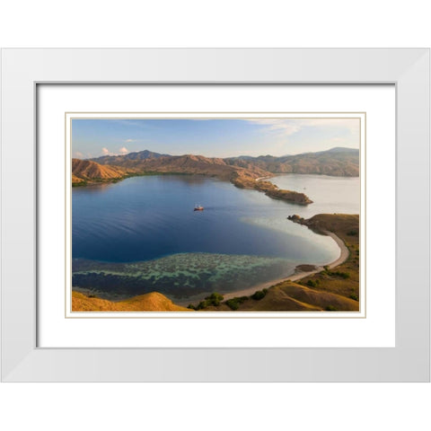 Schooner in harbor, Komodo NP, Indonesia White Modern Wood Framed Art Print with Double Matting by Shimlock, Jones