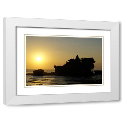 Indonesia,Tabanan Tanah Lot temple at sunset White Modern Wood Framed Art Print with Double Matting by Shimlock, Jones