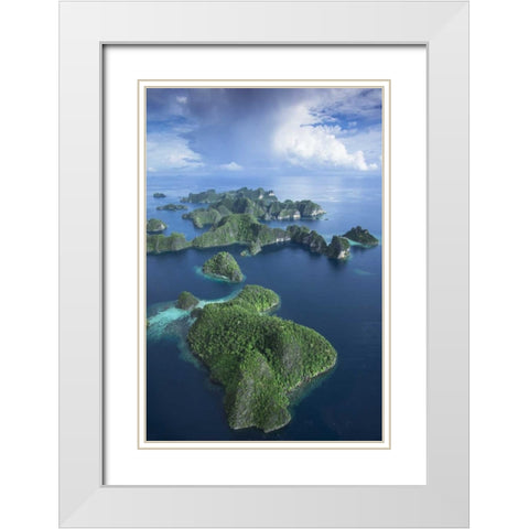 Indonesia, West Papua Aerial of Raja Ampat White Modern Wood Framed Art Print with Double Matting by Shimlock, Jones