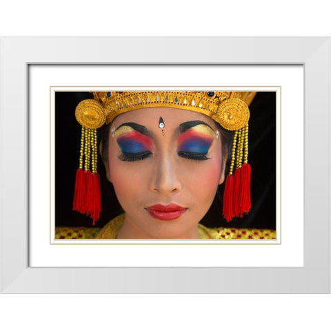 Indonesia-Bali Close-up face of Balinese dancer (MR) White Modern Wood Framed Art Print with Double Matting by Jaynes Gallery