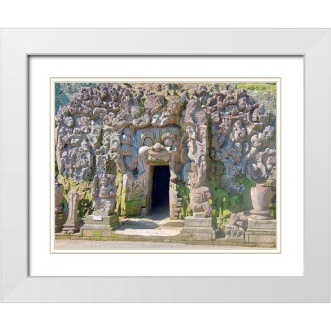 Indonesia-Bali-Ubud-Historic Balinese temples of Goa Gajah or Elephant Cave White Modern Wood Framed Art Print with Double Matting by Eggers, Terry