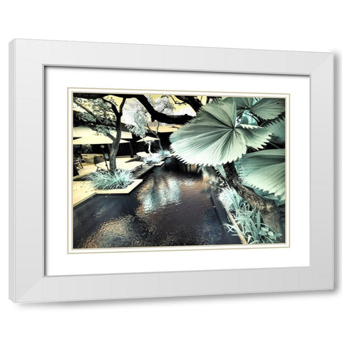 Bali-Ubud-Ponds and pools at hotel in Ubud White Modern Wood Framed Art Print with Double Matting by Eggers, Terry