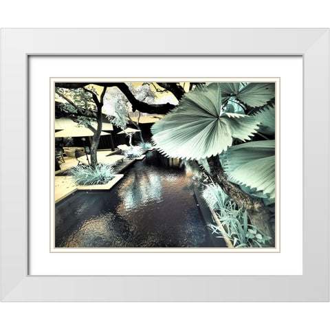 Bali-Ubud-Ponds and pools at hotel in Ubud White Modern Wood Framed Art Print with Double Matting by Eggers, Terry