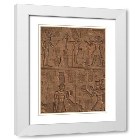 Egypt, Kom Ombo Stone relief work on temple wall White Modern Wood Framed Art Print with Double Matting by Satushek, Steve