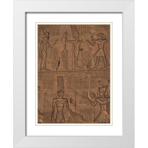 Egypt, Kom Ombo Stone relief work on temple wall White Modern Wood Framed Art Print with Double Matting by Satushek, Steve