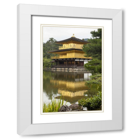 Japan, Kyoto Temple of the Golden Pavilion White Modern Wood Framed Art Print with Double Matting by Flaherty, Dennis