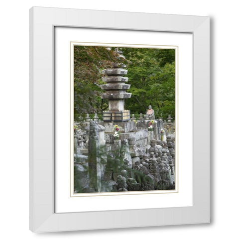 Japan, Kyoto Thousands of Buddhist statuettes White Modern Wood Framed Art Print with Double Matting by Flaherty, Dennis