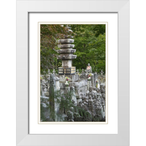 Japan, Kyoto Thousands of Buddhist statuettes White Modern Wood Framed Art Print with Double Matting by Flaherty, Dennis