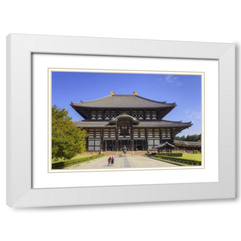 Japan, Nara, Nara Park Todai-ji Temple White Modern Wood Framed Art Print with Double Matting by Flaherty, Dennis