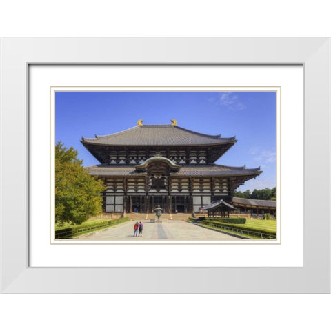 Japan, Nara, Nara Park Todai-ji Temple White Modern Wood Framed Art Print with Double Matting by Flaherty, Dennis