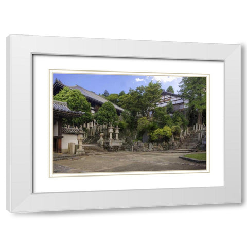 Japan, Nara, Nara Park View of Buddhist temple White Modern Wood Framed Art Print with Double Matting by Flaherty, Dennis