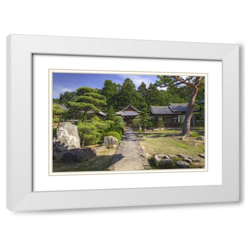 Japan, Nara Grounds of the Shingon-in Temple White Modern Wood Framed Art Print with Double Matting by Flaherty, Dennis