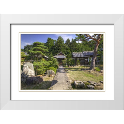 Japan, Nara Grounds of the Shingon-in Temple White Modern Wood Framed Art Print with Double Matting by Flaherty, Dennis