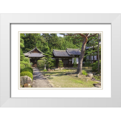 Japan, Nara Grounds of the Shingon-in Temple White Modern Wood Framed Art Print with Double Matting by Flaherty, Dennis
