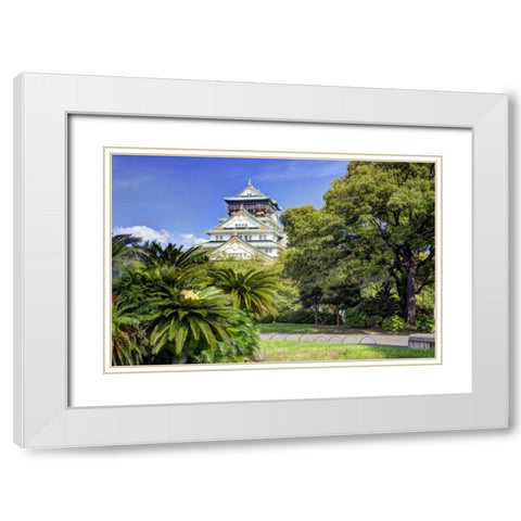 Japan, Osaka, Nara Prefecture The Osaka Castle White Modern Wood Framed Art Print with Double Matting by Flaherty, Dennis