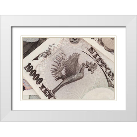 Japan Detail of Japanese paper currency, the Yen White Modern Wood Framed Art Print with Double Matting by Flaherty, Dennis