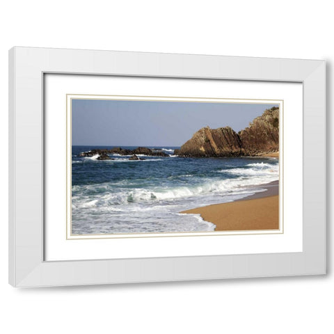 Asia, Japan Ocean beach in Kyoto Prefecture White Modern Wood Framed Art Print with Double Matting by Flaherty, Dennis