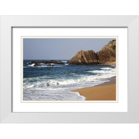 Asia, Japan Ocean beach in Kyoto Prefecture White Modern Wood Framed Art Print with Double Matting by Flaherty, Dennis