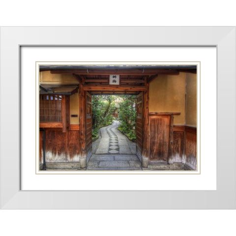 Asia, Japan, Kyoto Entrance to a home White Modern Wood Framed Art Print with Double Matting by Flaherty, Dennis