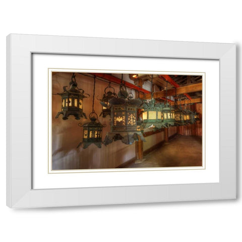 Japan, Kyoto Interior of Shinto shrine White Modern Wood Framed Art Print with Double Matting by Flaherty, Dennis